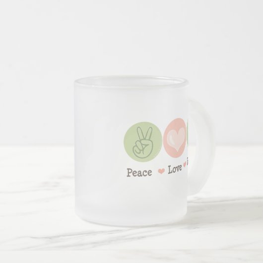Peace Love Recyclen Frosted Mok (Voorkant rechts)