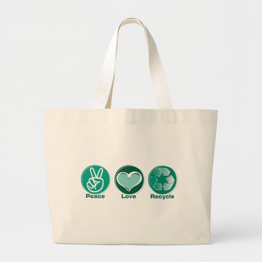 Peace Love Recyclen Grote Tote Bag (Voorkant)