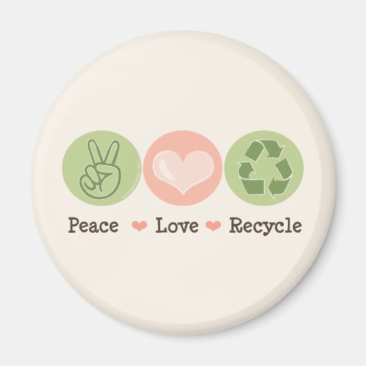 Peace Love Recyclen magneet (Voorkant)