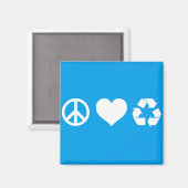 Peace Love Recyclen Magneet (Voorkant / Achterkant)