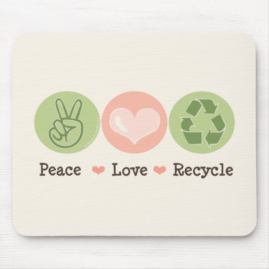 Peace Love Recyclen Mousepad Muismat (Voorkant)