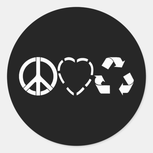 Peace Love Recyclen Ronde Sticker (Voorkant)