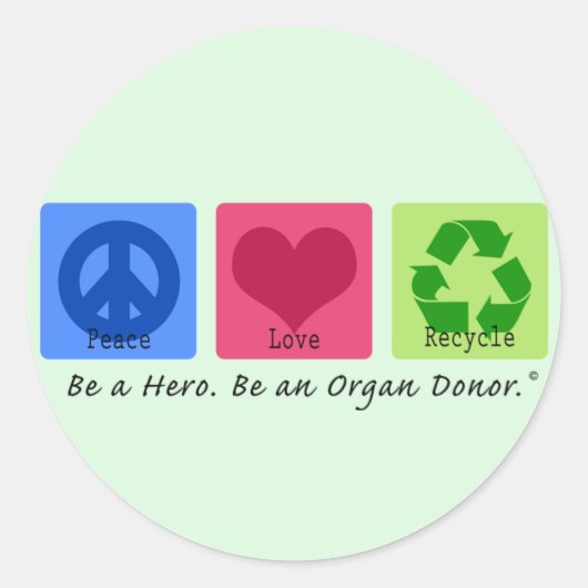 Peace Love Recyclen Ronde Sticker (Voorkant)
