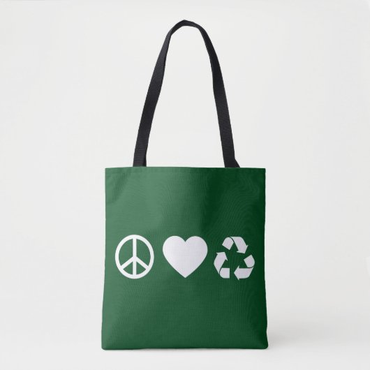 Peace Love Recyclen Tote Bag (Voorkant)