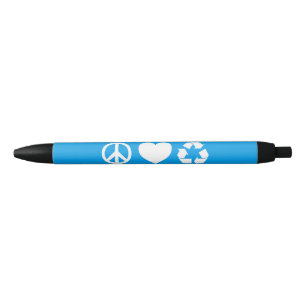 Peace Love Recyclen Zwarte Inkt Pen