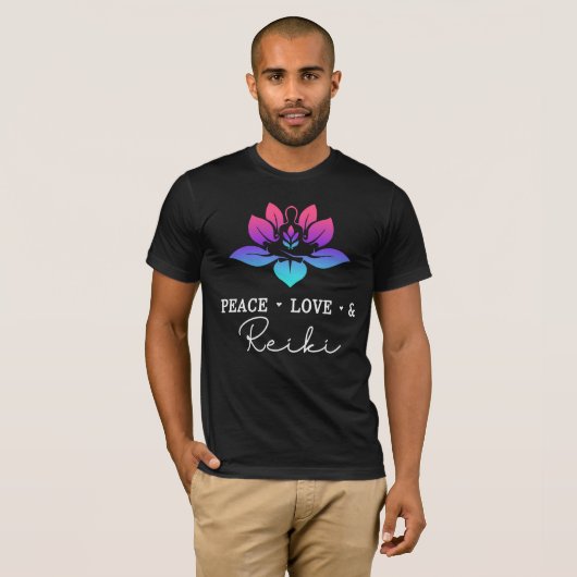 Peace Love Reiki Chakra Spirituele Meditation T-shirt (Voorkant volledig)