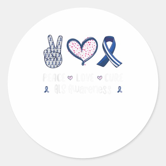Peace Love remedie ALS sensibilisering mannen vrou Ronde Sticker (Voorkant)