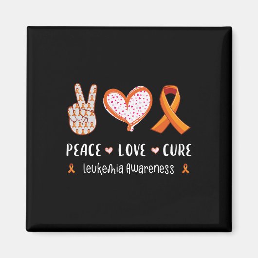 Peace Love remedie leukemie awareness mannen vrouw Magneet (Voorkant)