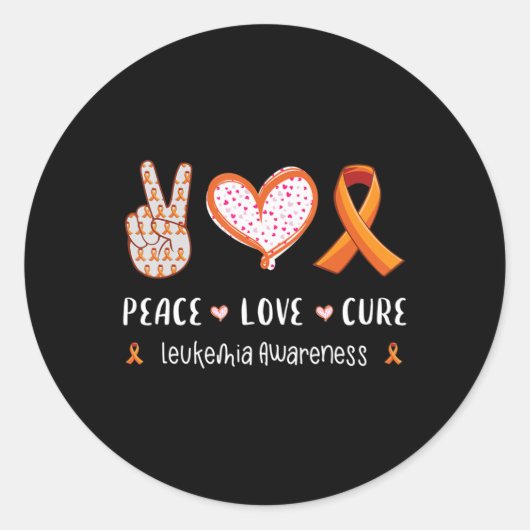 Peace Love remedie leukemie awareness mannen vrouw Ronde Sticker (Voorkant)