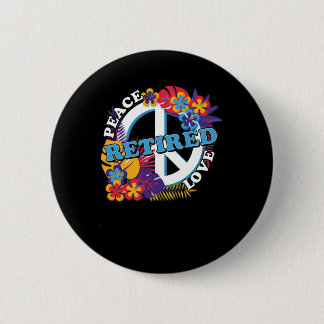 Peace Love Repensionrement Grandpa Hippie Gift Ronde Button 5,7 Cm