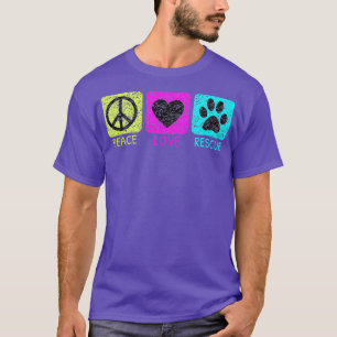 Peace Love Rescue Dogs Distress Dierenvrienden T-shirt