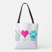 Peace Love Rescue Pets Tote Bag (Achterkant)