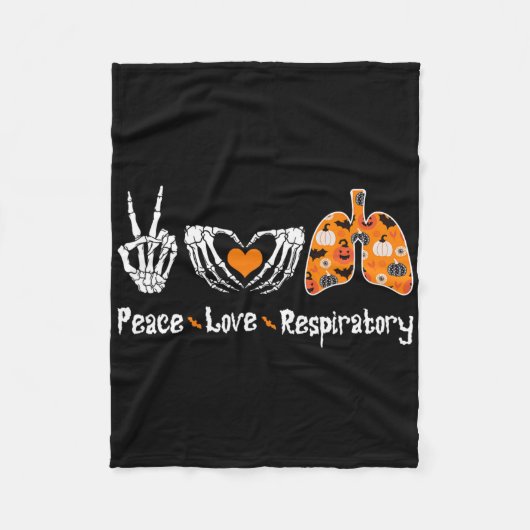 Peace Love Respiratory Therapist Skeleton Fun Hall Fleece Deken (Voorkant)