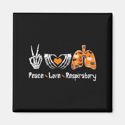Peace Love Respiratory Therapist Skeleton Fun Hall Magneet (Voorkant)