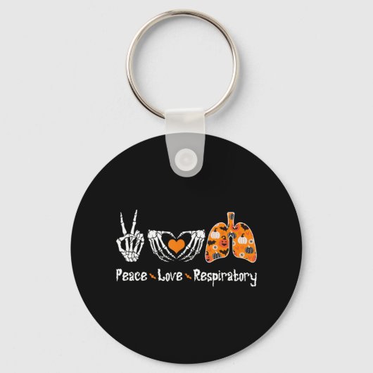 Peace Love Respiratory Therapist Skeleton Fun Hall Sleutelhanger (Voorkant)