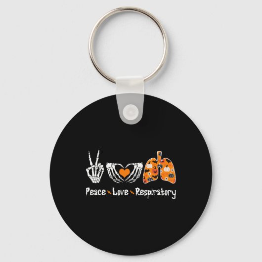 Peace Love Respiratory Therapist Skeleton Fun Hall Sleutelhanger (Voorkant)