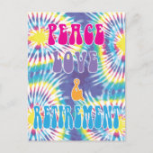 Peace Love & Retirement Funny Tie Dye Briefkaart (Voorkant)