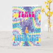 Peace Love & Retirement Hippie Tie Dye Kaart (Gele Bloem)