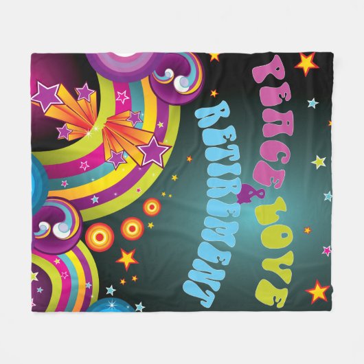 Peace Love & Retirement retro 70s kunst  Fleece Deken (Voorkant (Horizontaal))