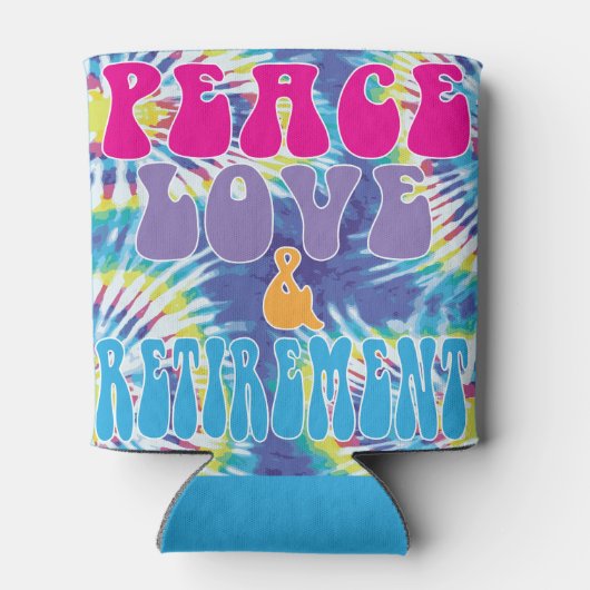Peace Love & Retirement with Tie Dye Blikjeskoeler (Achterkant)