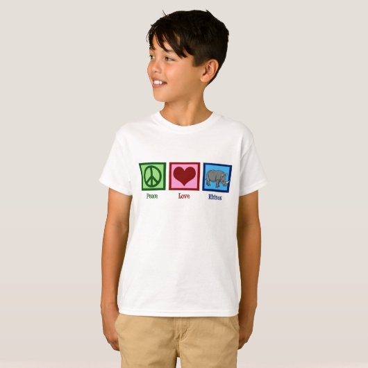Peace Love Rhinos Cute Rhino Kinder T-shirt (Voorkant volledig)
