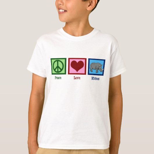 Peace Love Rhinos Cute Rhino Kinder T-shirt (Voorkant)