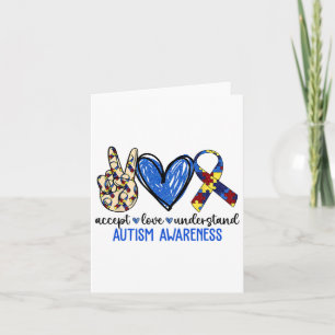 Peace Love Ribbon Autisme Bewustzijn Accepteer Lie Kaart