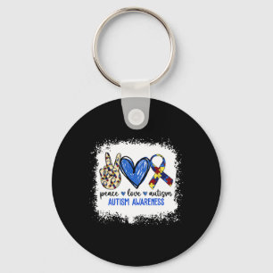 Peace Love Ribbon Autisme Bewustzijn Accepteer Lie Sleutelhanger