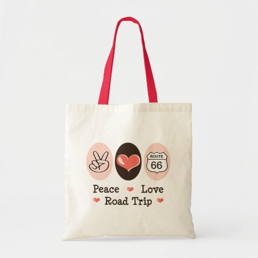 Peace Love Road Route Route 66 Canvas tas (Voorkant)