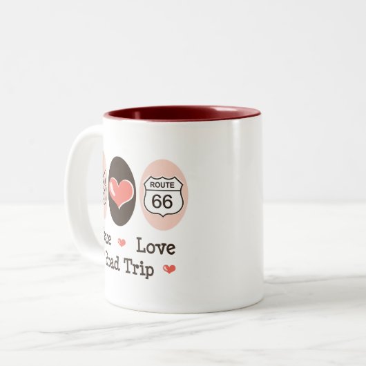 Peace Love Road Route Route 66 Mok (Voorkant links)