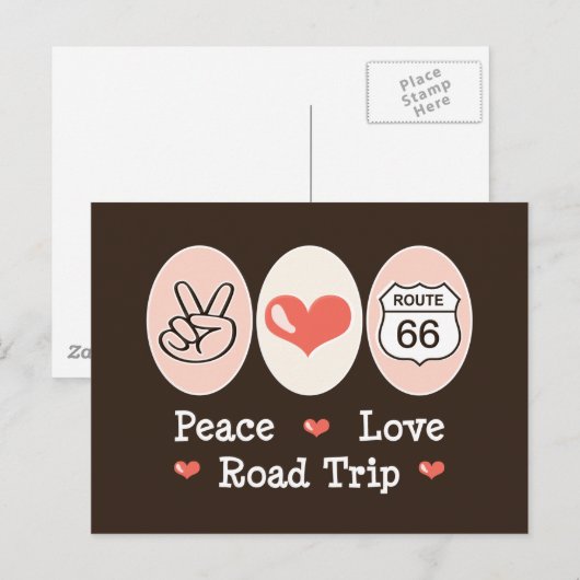 Peace Love Road Trip Route 66 Briefkaart (Voorkant / Achterkant)