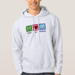 Peace Love Robotics Hoodie<br><div class="desc">Peace Love Robotics gift met een vredesteken,  hart en een coole robot gemaakt met nanotechnologie. Een schattige professor kunstmatige intelligentie of een robotisch groot cadeau. Orde voor een robotlaboratoriumtechnicus die met programmering en techniek werkt.</div>