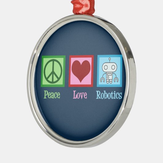 Peace Love Robotics Metalen Ornament (Links)