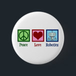 Peace Love Robotics Ronde Button 5,7 Cm<br><div class="desc">Peace Love Robotics gift met een vredesteken,  hart en een coole robot gemaakt met nanotechnologie. Een schattige professor kunstmatige intelligentie of een robotisch groot cadeau.</div>