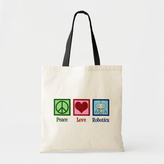 Peace Love Robotics Tote Bag (Voorkant)