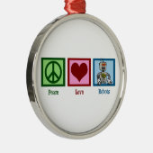 Peace Love Robots Cute Kerstmis Metalen Ornament (Rechts)