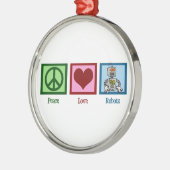 Peace Love Robots Cute Kerstmis Metalen Ornament (Links)