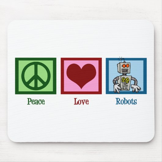 Peace Love Robots Muismat (Voorkant)