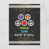 Peace, Love, Rock and Roll Briefkaart (Voorkant)