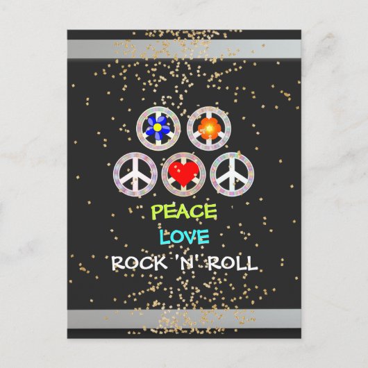 Peace, Love, Rock and Roll Briefkaart (Voorkant)