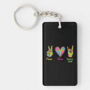 Peace Love Rock and Roll Hippie Gebarentaal Sleutelhanger