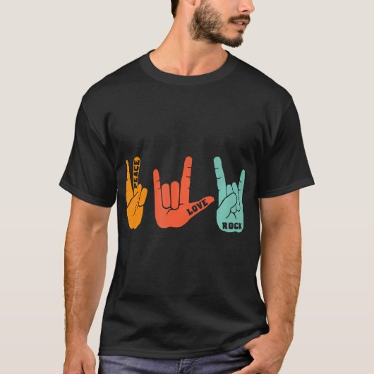 Peace Love Rock and Roll Rock Band Concert T-shirt (Voorkant)