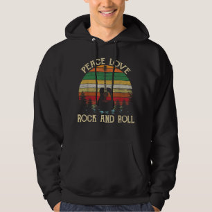 Peace Love Rock en Roll Guitar Hoodie