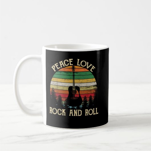  Peace Love Rock en Roll Guitar Koffiemok (Links)