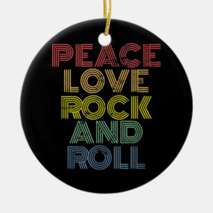 Peace Love Rock en Roll Keramisch Ornament