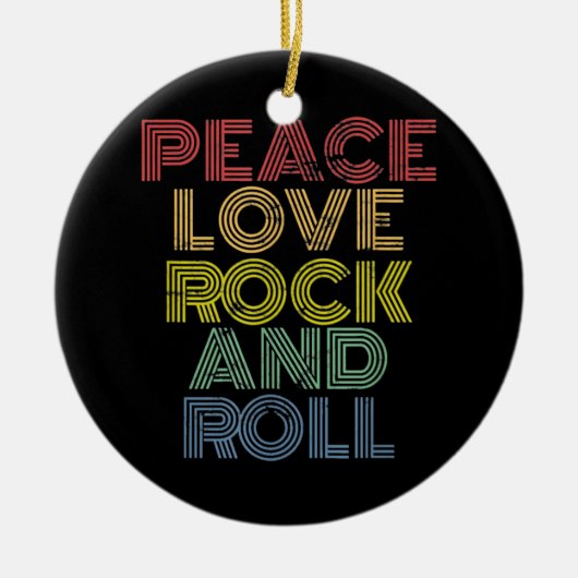 Peace Love Rock en Roll Keramisch Ornament (Voorkant)