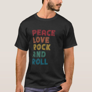 Peace Love Rock en Roll Retro Rock Music T-shirt
