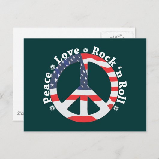Peace, Love, Rock n Roll Briefkaart (Voorkant / Achterkant)