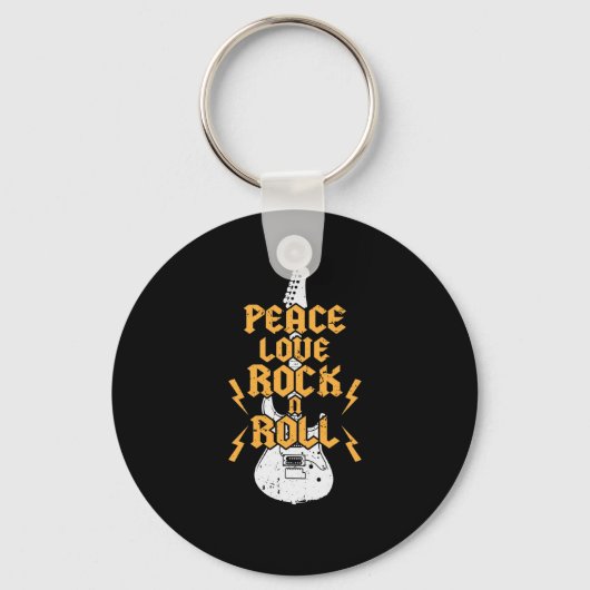 Peace Love Rock N Roll Sleutelhanger (Voorkant)