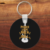 Peace Love Rock N Roll Sleutelhanger (Voorkant)
